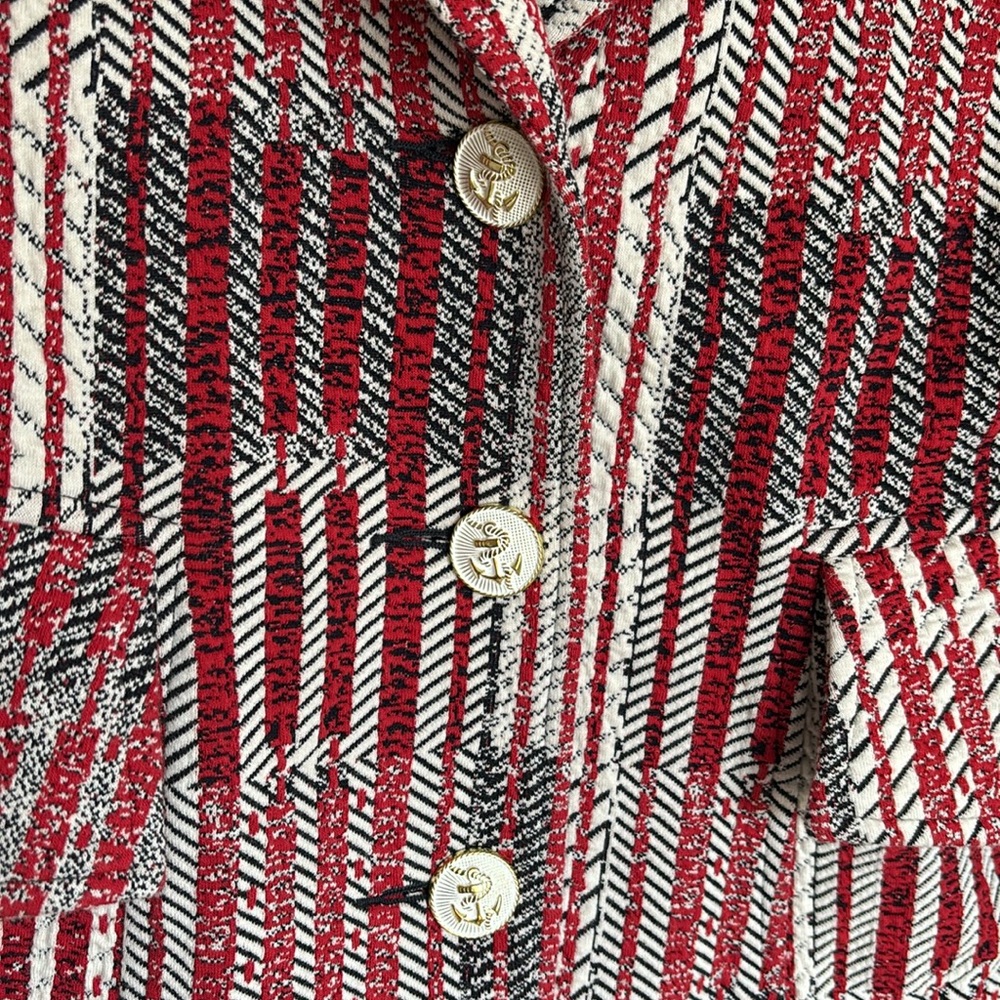 Cabi XS red black striped shoulder pad unlined blazer - Picture 3 of 11